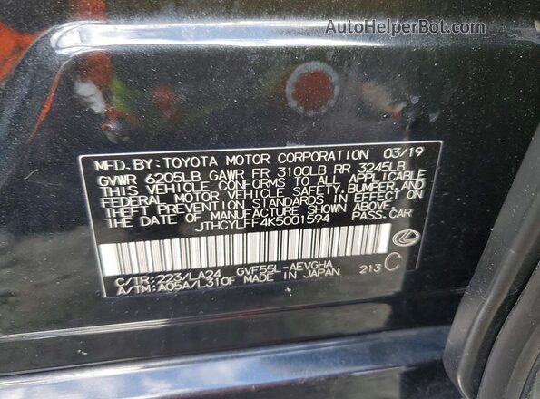 JTHCYLFF4K5001594 2019 LEXUS LS Charcoal Vista del compartimento del motor