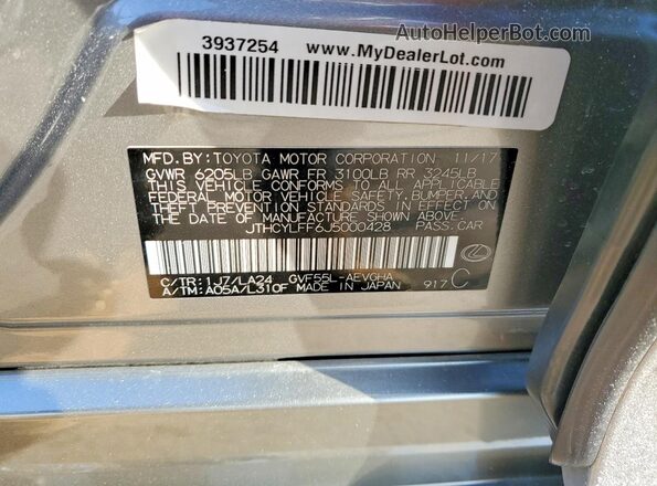 JTHCYLFF6J5000428 2018 LEXUS LS Gray 