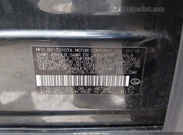 JTHCZ1BL1JA008912 2018 LEXUS GS 350 Gray Вид підкапотного простору