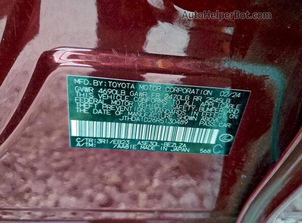 JTHDA1D26R5130489 2024 LEXUS IS Red Vista del compartimento del motor