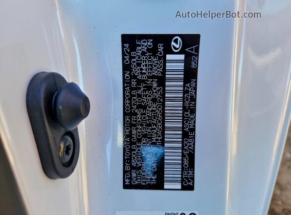JTHDA5BC6R5012753 2024 LEXUS RC White VIN sticker view
