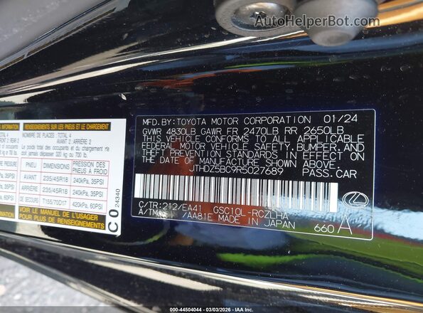 JTHDZ5BC9R5027689 2024 LEXUS RC 350 Black 