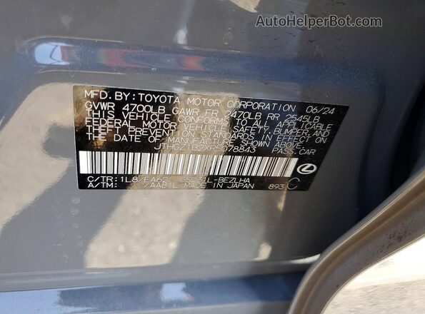 JTHGZ1B2XR5078843 2024 LEXUS IS Серый Вид наклейки с VIN-кодом