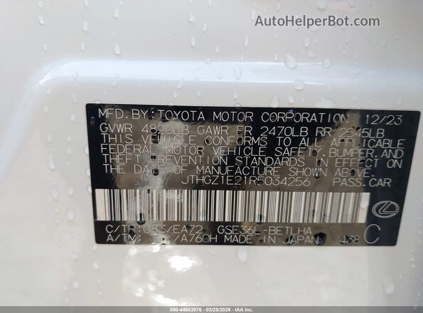 JTHGZ1E21R5034256 2024 LEXUS IS 350 White Vista del compartimento del motor
