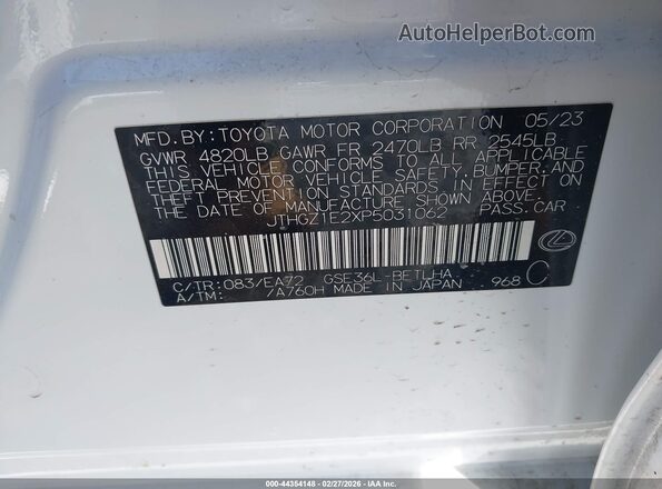JTHGZ1E2XP5031062 2023 LEXUS IS 350 White Widok komory silnika