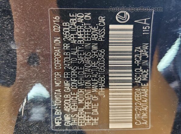 JTHHA5BC1G5003456 2016 LEXUS RC Black ძრავის განყოფილების ხედი