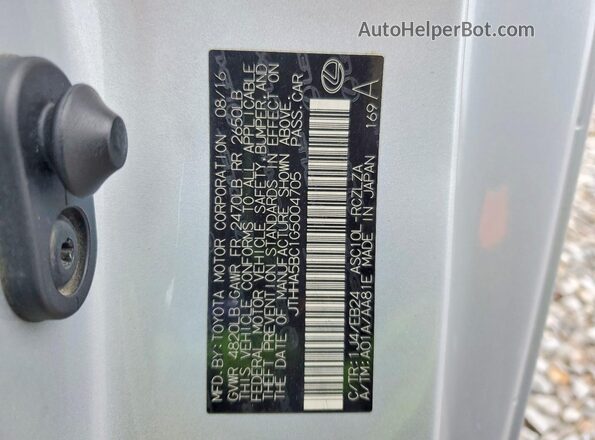 JTHHA5BC1G5004705 2016 LEXUS RC Silver Շարժիչի բաժամունքի տեսք