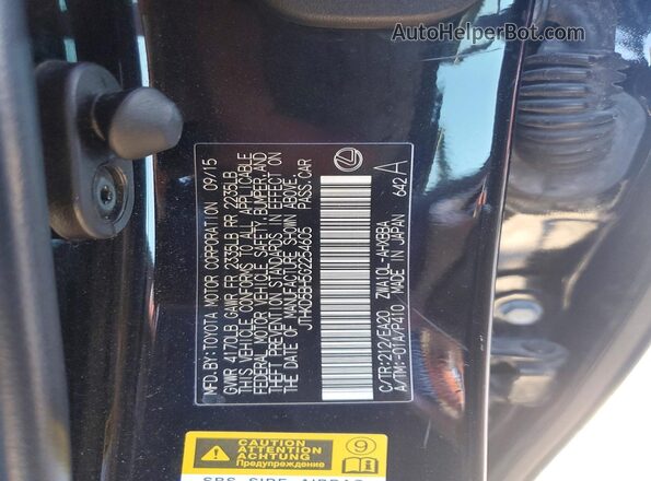 JTHKD5BH5G2254605 2016 LEXUS CT Black Vista de la etiqueta del VIN