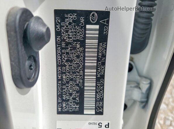 JTHP3JBH7M2040678 2021 LEXUS UX White VIN sticker view