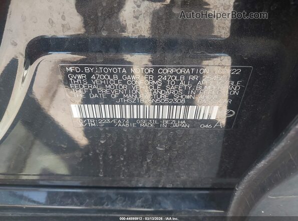 JTHSZ1B26N5052308 2022 LEXUS IS 350 Black Շարժիչի բաժամունքի տեսք