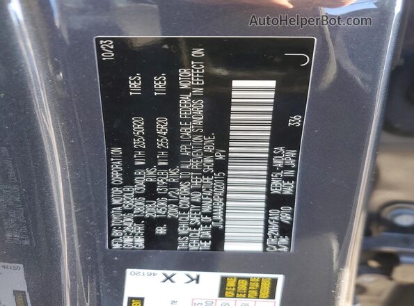JTJAAAAB4PA020115 2023 LEXUS RZ Charcoal Vista de la etiqueta del VIN