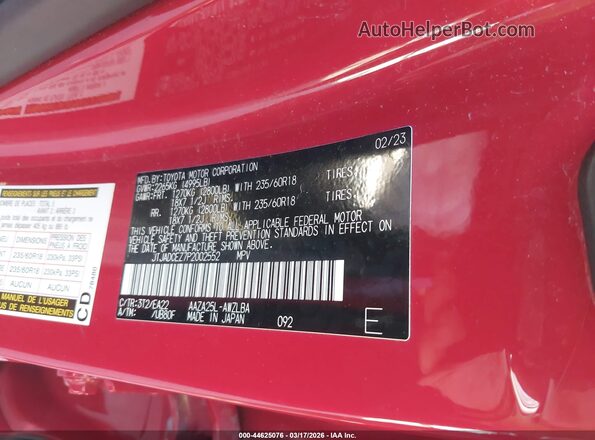 JTJADCEZ7P2002552 2023 LEXUS NX 250 Red Widok komory silnika