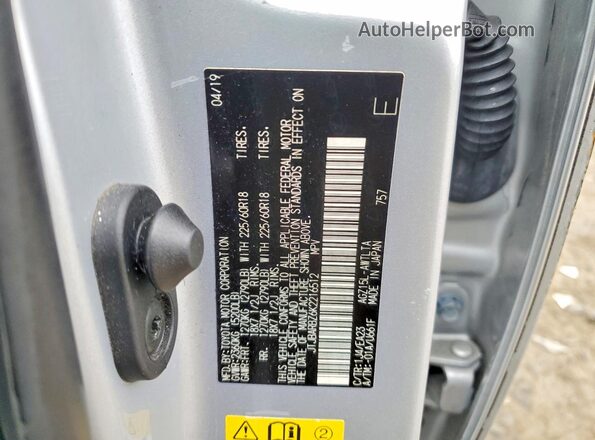 JTJBARBZ6K2216512 2019 LEXUS NX Silver VIN sticker view