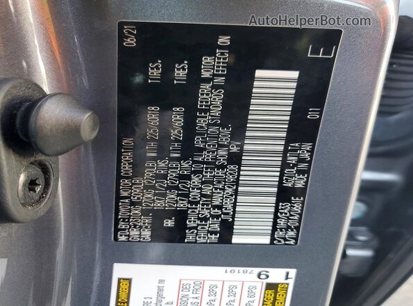 JTJGARBZ9M2198208 2021 LEXUS NX Charcoal VIN sticker view