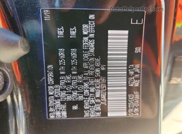 JTJGARDZ1L5011697 2020 LEXUS NX300 Black VIN კოდის სტიკერის ხედი