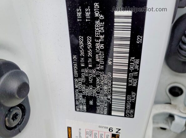 JTJMB7CX3R4041349 2024 LEXUS LX White VIN կոդի պիտակի տեսք