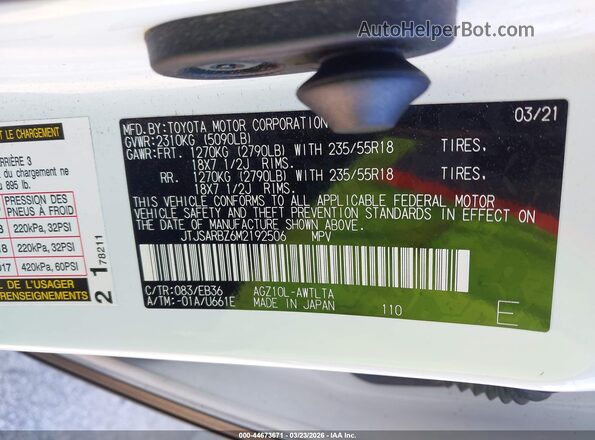 JTJSARBZ6M2192506 2021 LEXUS NX 300 Белый Вид подкапотного пространства