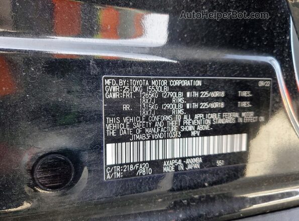 JTMAB3FV6ND110313 2022 TOYOTA RAV4 Black Вид підкапотного простору