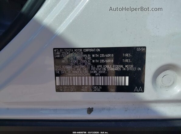 JTMABABA1RA062699 2024 SUBARU SOLTERRA White Widok komory silnika