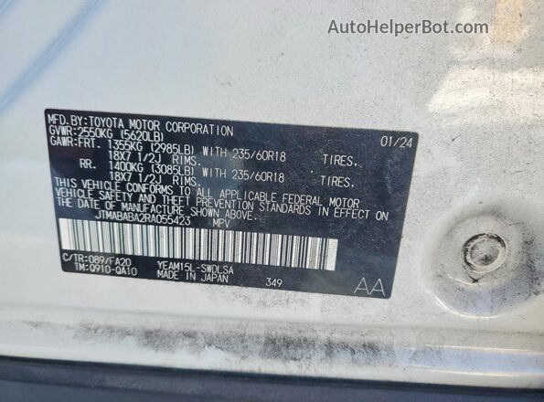 JTMABABA2RA055423 2024 SUBARU SOLTERRA White VIN sticker view