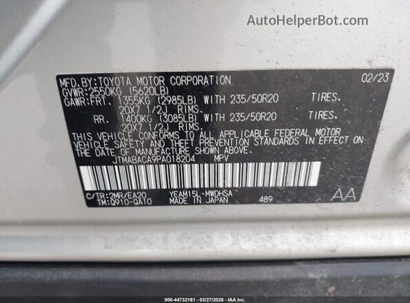 JTMABACA9PA018204 2023 TOYOTA LIMITED Silver Vista del compartimento del motor