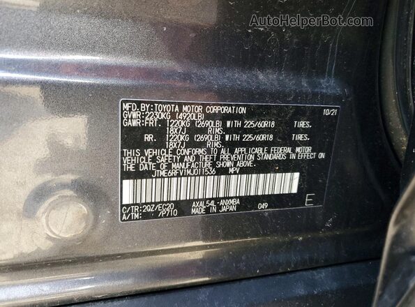 JTME6RFV1MJ011536 2021 TOYOTA RAV4 Gray 