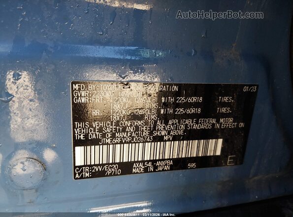JTME6RFV9PJ026743 2023 TOYOTA RAV4 HYBRID Blue Շարժիչի բաժամունքի տեսք