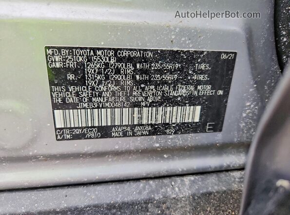 JTMEB3FV1MD048142 2021 TOYOTA RAV4 Silver Շարժիչի բաժամունքի տեսք
