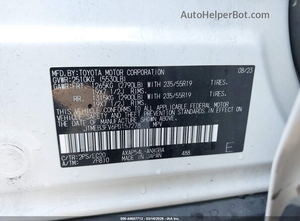 JTMEB3FV6PD157278 2023 TOYOTA RAV4 PRIME White ძრავის განყოფილების ხედი