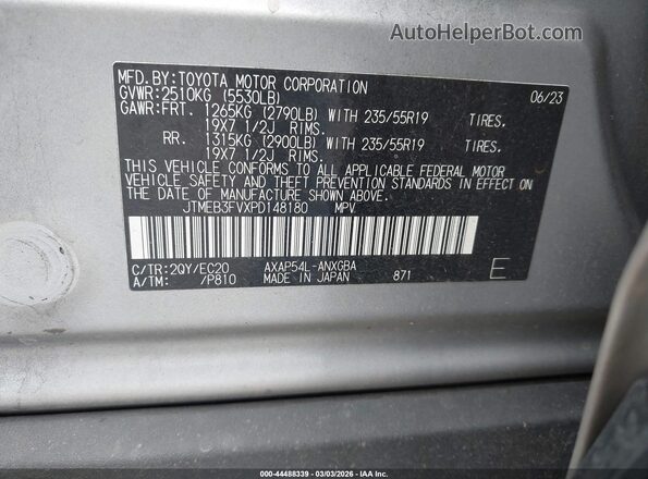 JTMEB3FVXPD148180 2023 TOYOTA RAV4 PRIME Silver Շարժիչի բաժամունքի տեսք