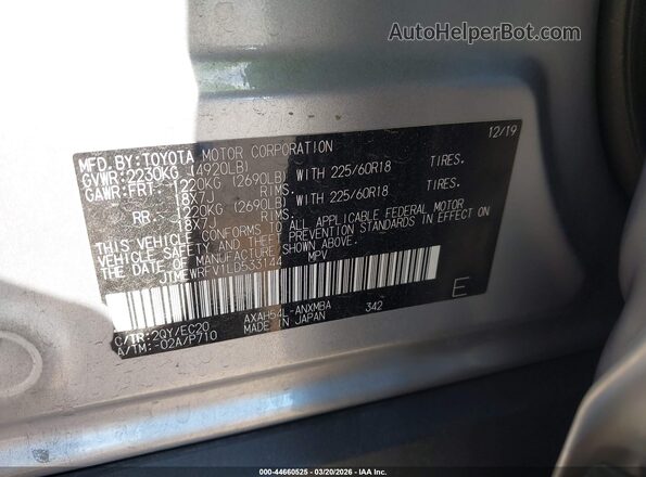 JTMEWRFV1LD533144 2020 TOYOTA RAV4 HYBRID Silver 