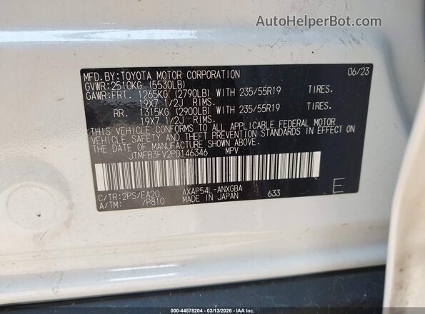 JTMFB3FV2PD146346 2023 TOYOTA RAV4 PRIME White Շարժիչի բաժամունքի տեսք