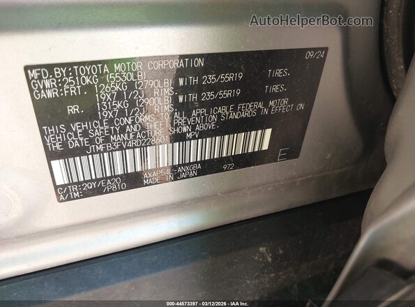 JTMFB3FV4RD228601 2024 TOYOTA RAV4 PRIME Silver Widok komory silnika