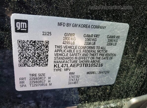 KL47LAEP3TB105216 2026 BUICK OTHER Черный Вид наклейки с VIN-кодом
