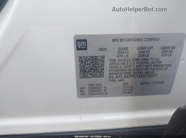 KL47LAEP5TB073207 2026 BUICK OTHER White Вид підкапотного простору