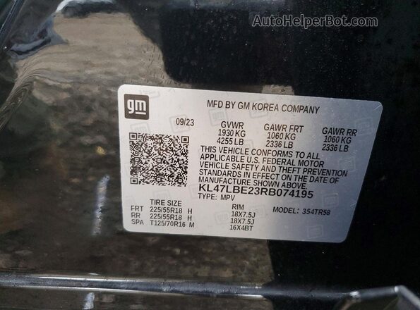KL47LBE23RB074195 2024 BUICK OTHER Black Vista de la etiqueta del VIN