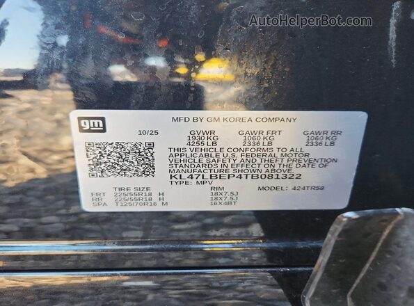 KL47LBEP4TB081322 2026 BUICK OTHER Black VIN sticker view