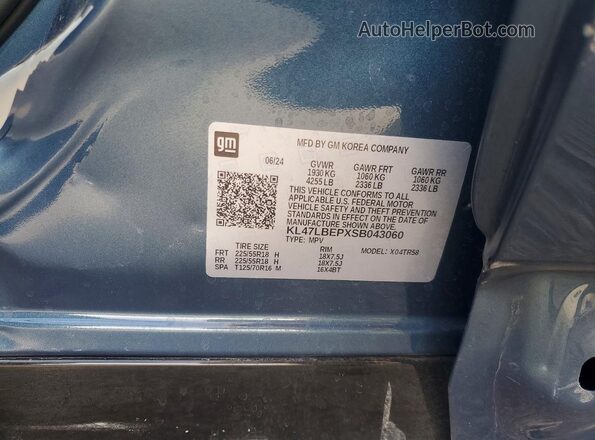 KL47LBEPXSB043060 2025 BUICK OTHER Blue VIN კოდის სტიკერის ხედი