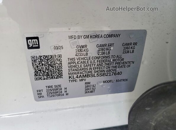 KL4AMBSL5SB217640 2025 BUICK ENCORE White Շարժիչի բաժամունքի տեսք