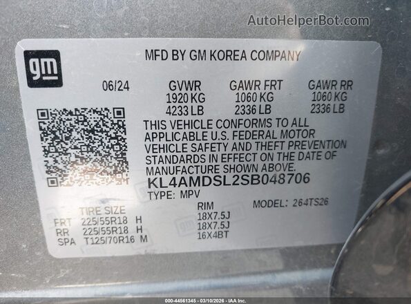 KL4AMDSL2SB048706 2025 BUICK ENCORE Gray Vista del compartimento del motor