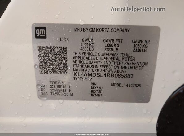 KL4AMDSL4RB085881 2024 BUICK ENCORE White Engine compartment view
