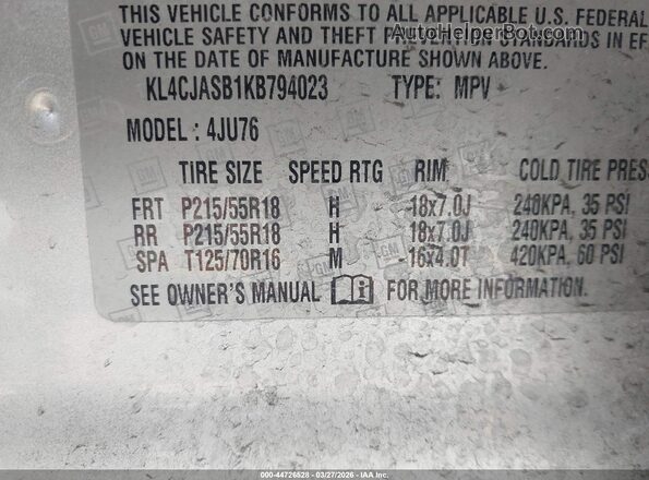 KL4CJASB1KB794023 2019 BUICK ENCORE Серый Вид подкапотного пространства