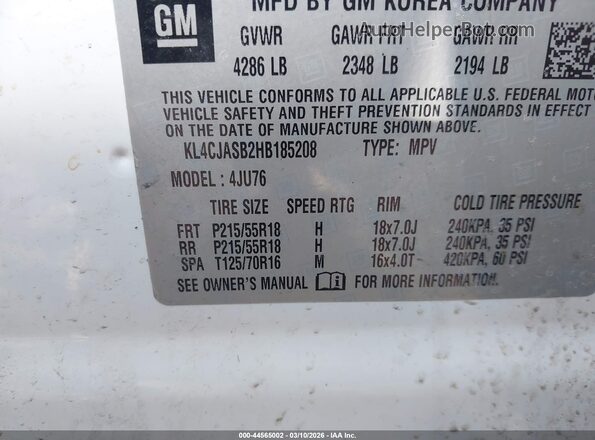 KL4CJASB2HB185208 2017 BUICK ENCORE White Engine compartment view