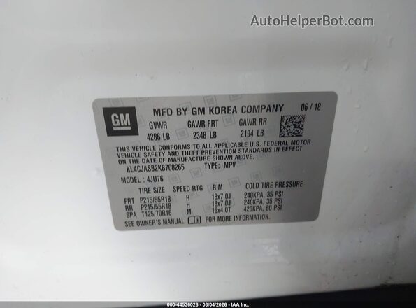 KL4CJASB2KB708265 2019 BUICK ENCORE White 