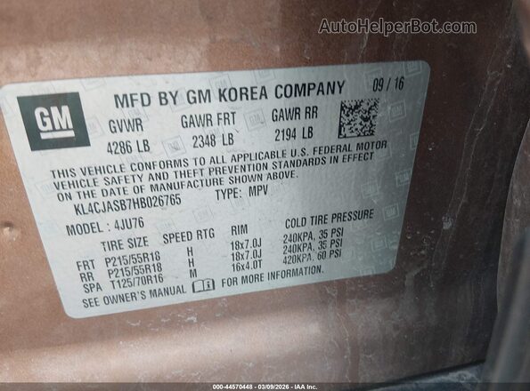 KL4CJASB7HB026765 2017 BUICK ENCORE Gold Widok komory silnika