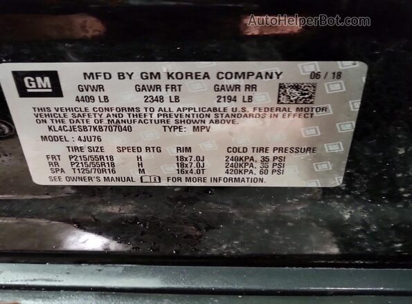 KL4CJESB7KB707040 2019 BUICK ENCORE Black 