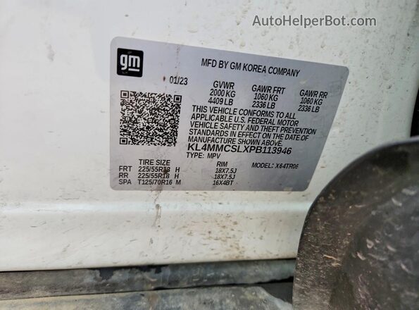 KL4MMCSLXPB113946 2023 BUICK ENCORE White Widok wnętrza 360 stopni