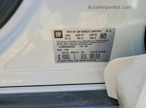 KL4MMDS20MB055581 2021 BUICK ENCORE White Панорамний вид салону 360°
