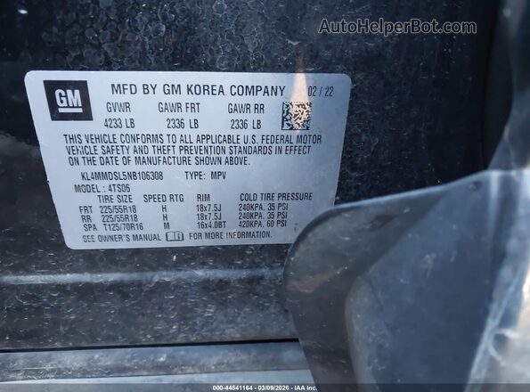 KL4MMDSL5NB106308 2022 BUICK ENCORE Черный Вид подкапотного пространства