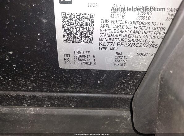 KL77LFE2XRC207345 2024 CHEVROLET TRAX Black Շարժիչի բաժամունքի տեսք